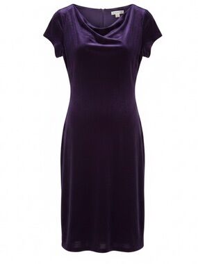Coldwater Creek Purple Velvet Draped Neck Midi Dress